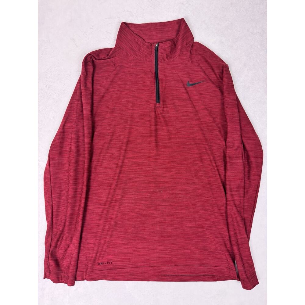 Nike Dri-FIT Pullover Mens S Red Long Sleeve 1/4 Zip Running Training Top Read